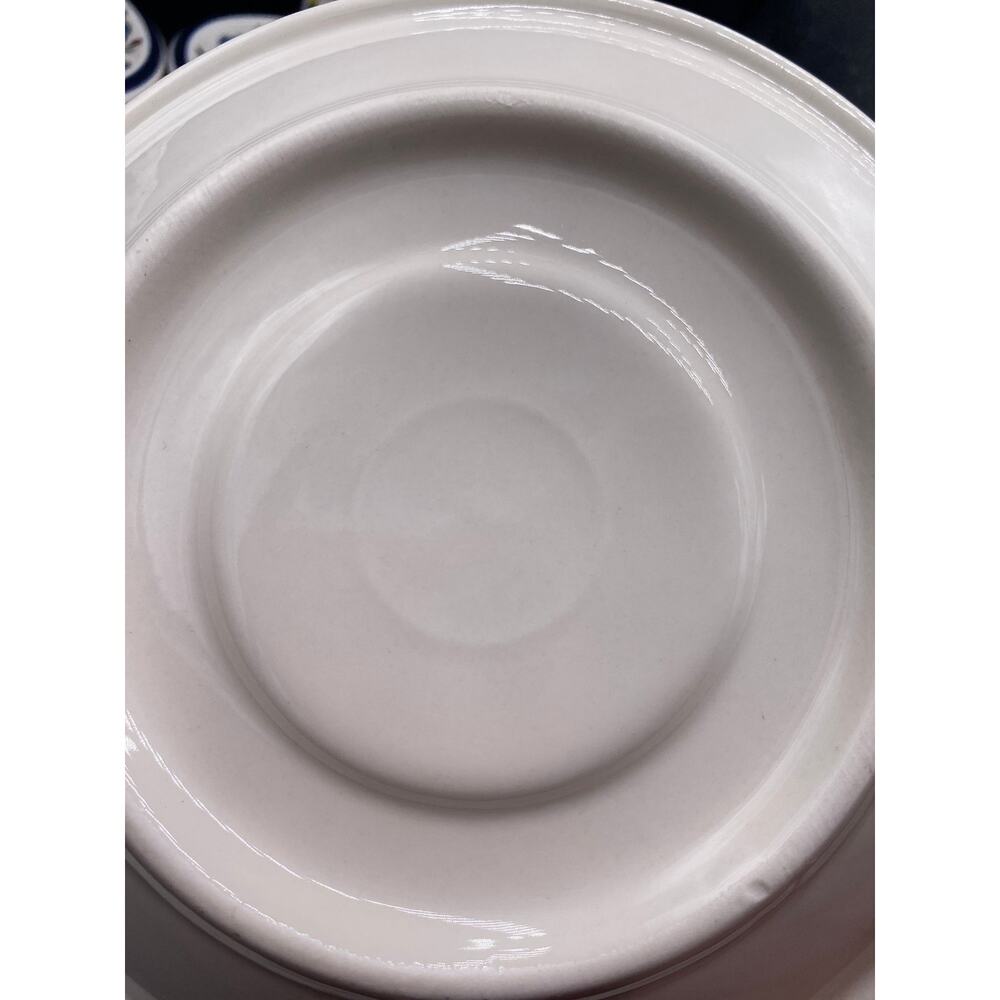 Set of 6 Vtg Buffalo China Large Cup & Saucer Restaurant Ware Blue Plumes Dots - Picture 6 of 6